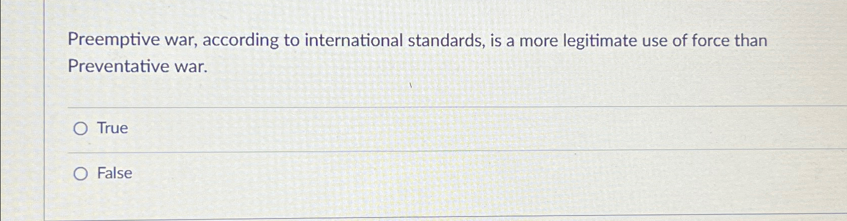 Solved Preemptive war, according to international standards, | Chegg.com