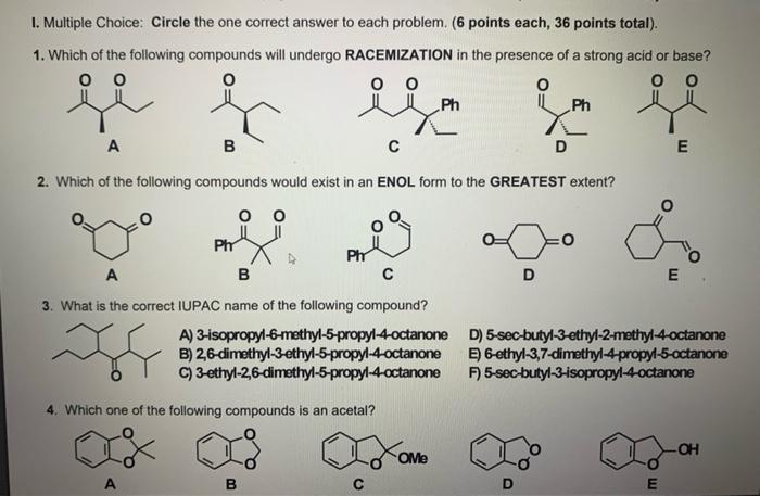 Solved 1. Multiple Choice: Circle the one correct answer to | Chegg.com