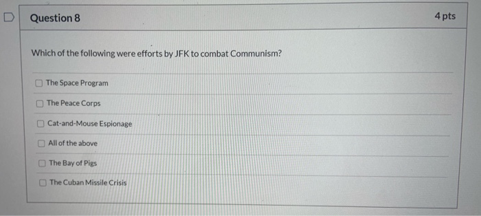 Solved Question 1 4 pts Which of the following was NOT a | Chegg.com