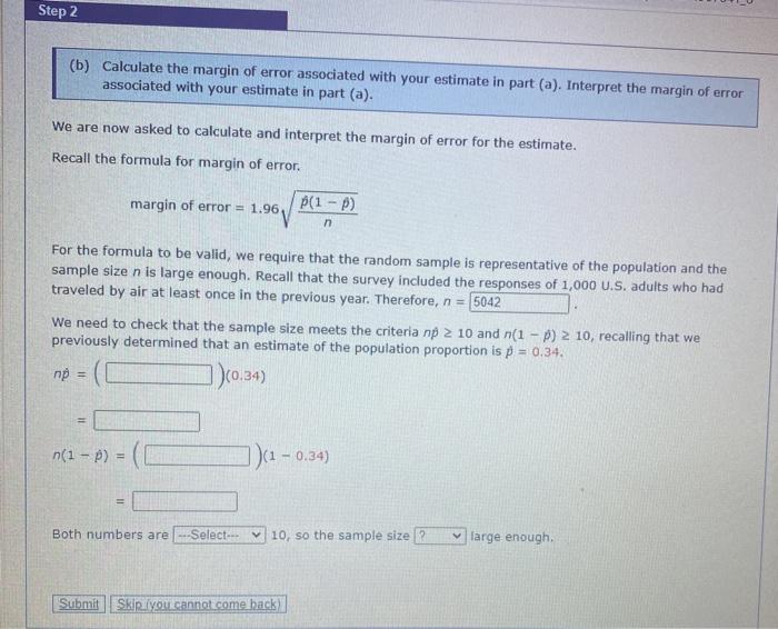 Solved Step 2 (b) Calculate the margin of error associated | Chegg.com