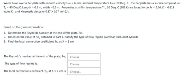 Solved Water flows over a flat plate with uniform velocity | Chegg.com