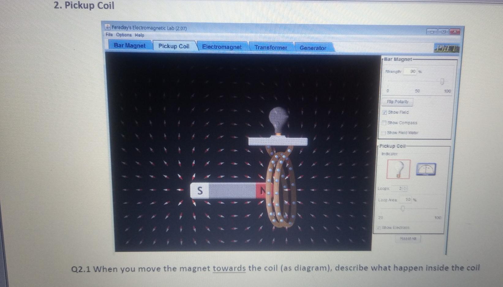 Solved 2. Pickup Coil Faraday's Electromagnetic Lab (2.07) | Chegg.com