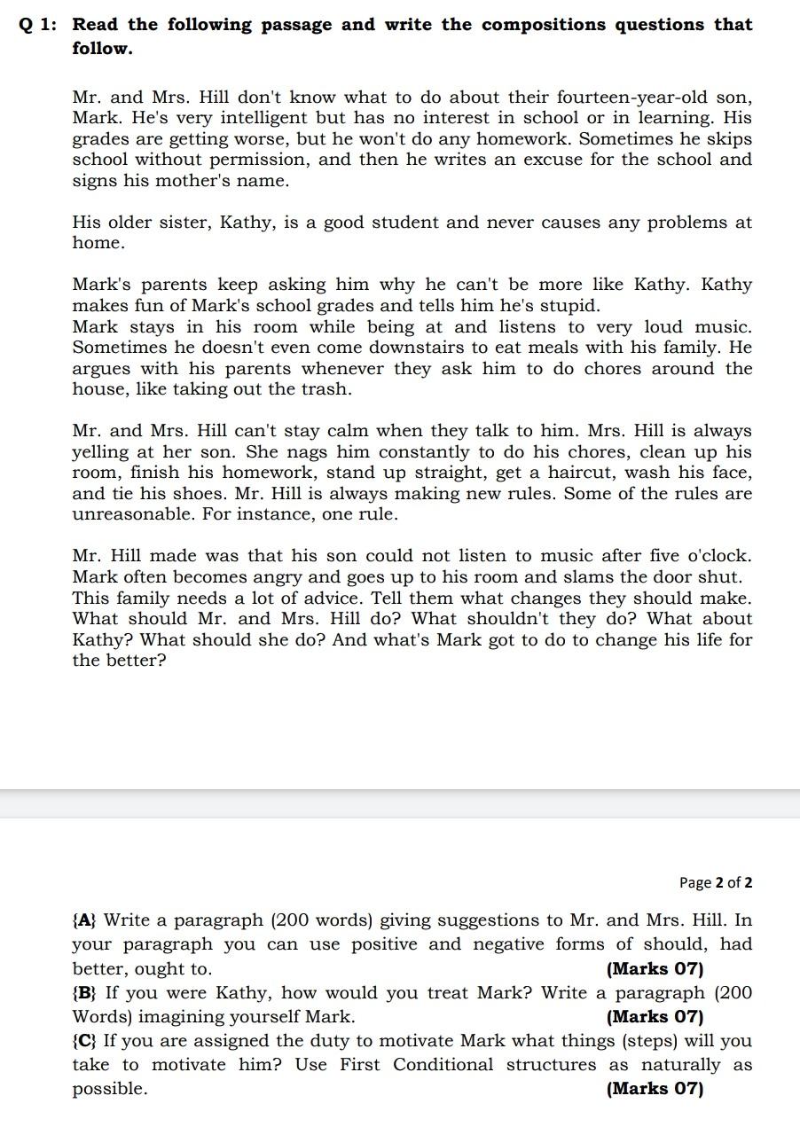 Solved Q29: Read the following passage and write the  Chegg.com