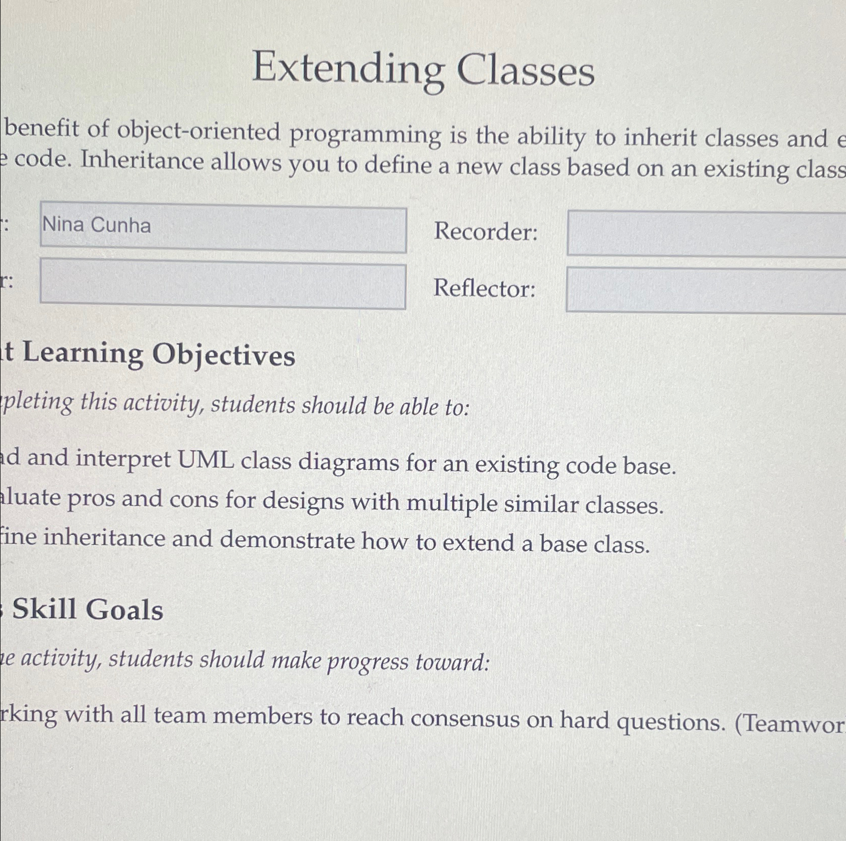 Solved Extending Classesbenefit of object-oriented | Chegg.com