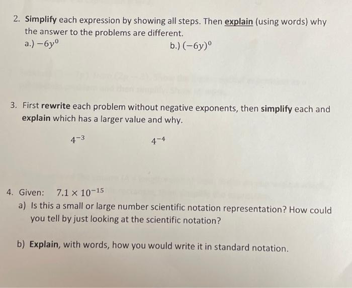 Solved 2. Simplify Each Expression By Showing All Steps. | Chegg.com