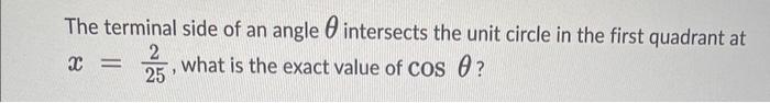 Solved The terminal side of an angle θ intersects the unit | Chegg.com