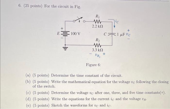 Solved 6. (25 points) For the circuit in Fig. Figure 6: (a) | Chegg.com