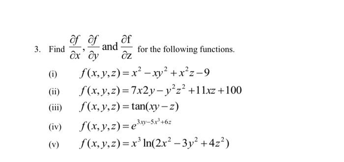 3. Find \( \frac{\partial f}{\partial x}, \frac{\partial f}{\partial y} \) and \( \frac{\partial \mathrm{f}}{\partial \mathrm