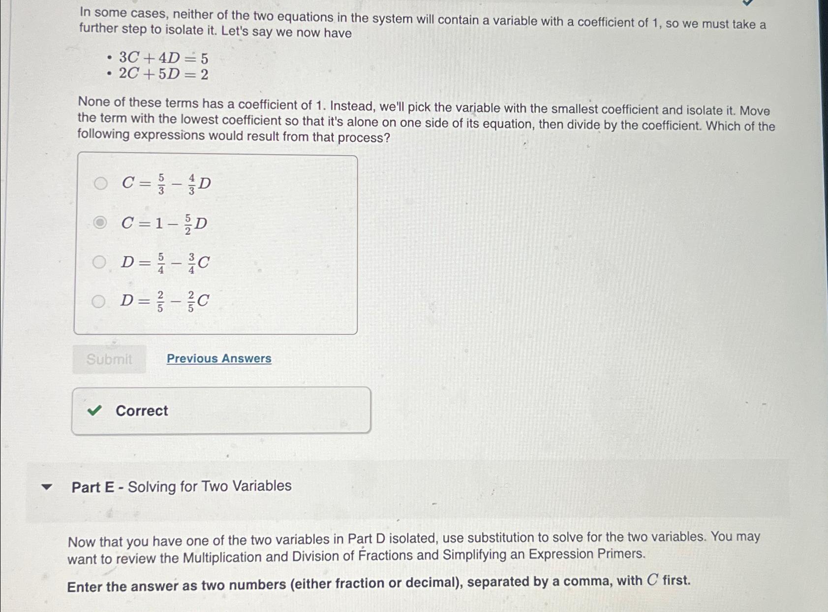 Solved In some cases, neither of the two equations in the | Chegg.com