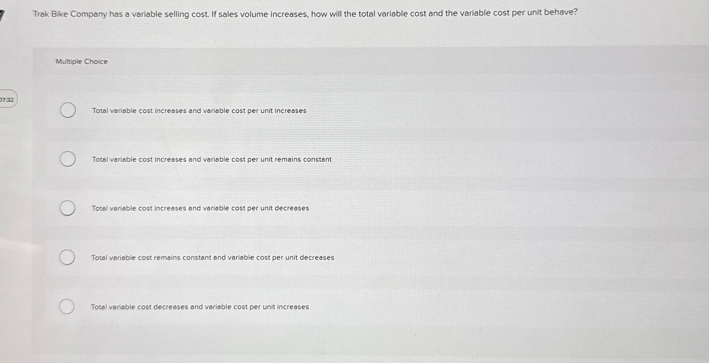 Solved Trak Bike Company has a variable selling cost. If