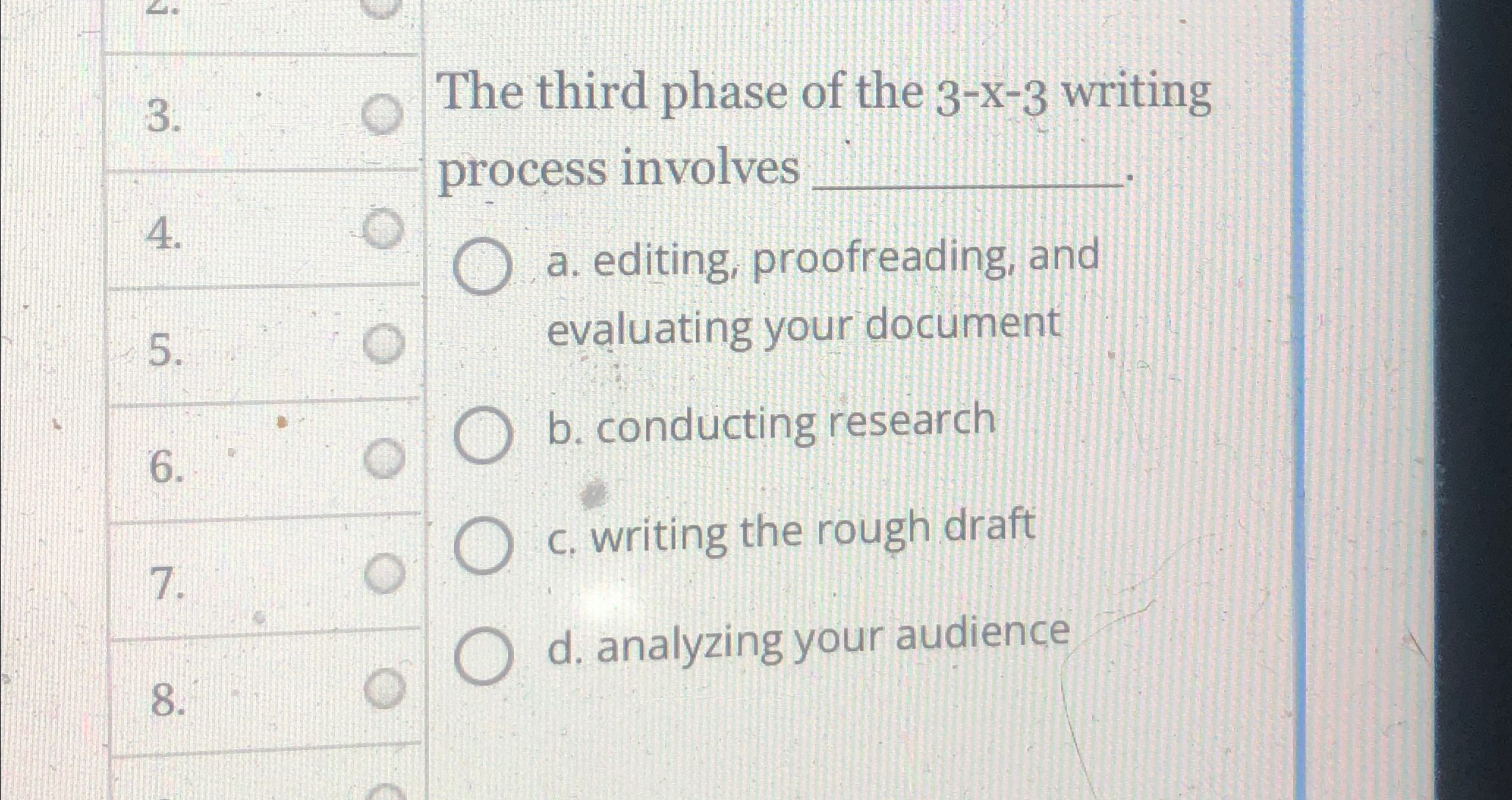 Solved The third phase of the 3-x-3 ﻿writing process | Chegg.com