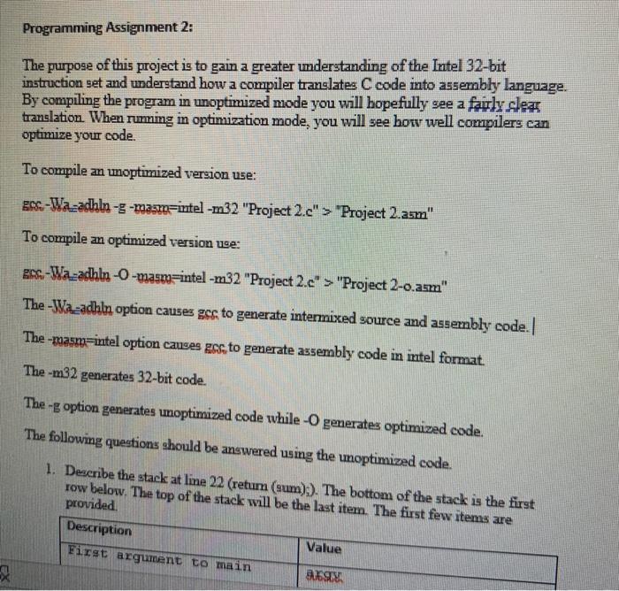 Programming Assignment 2: The purpose of this project | Chegg.com