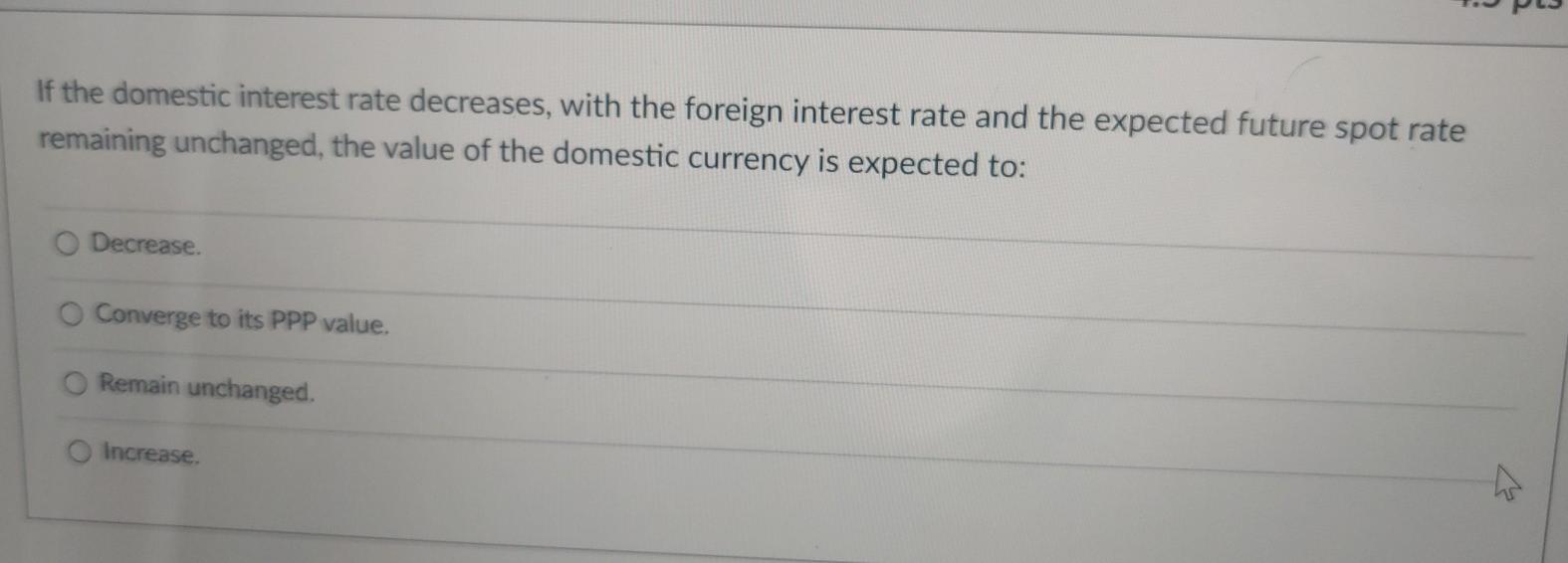Solved A decrease in the foreign interest rate relative to | Chegg.com