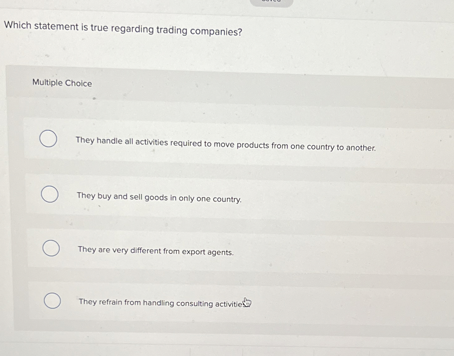 Solved Which statement is true regarding trading | Chegg.com