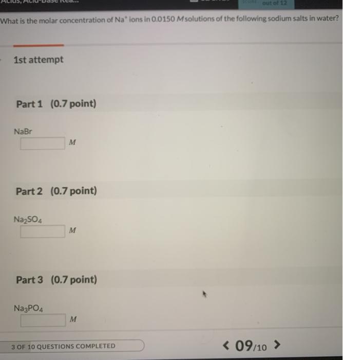 Solved out of 12 What is the molar concentration of Nations | Chegg.com