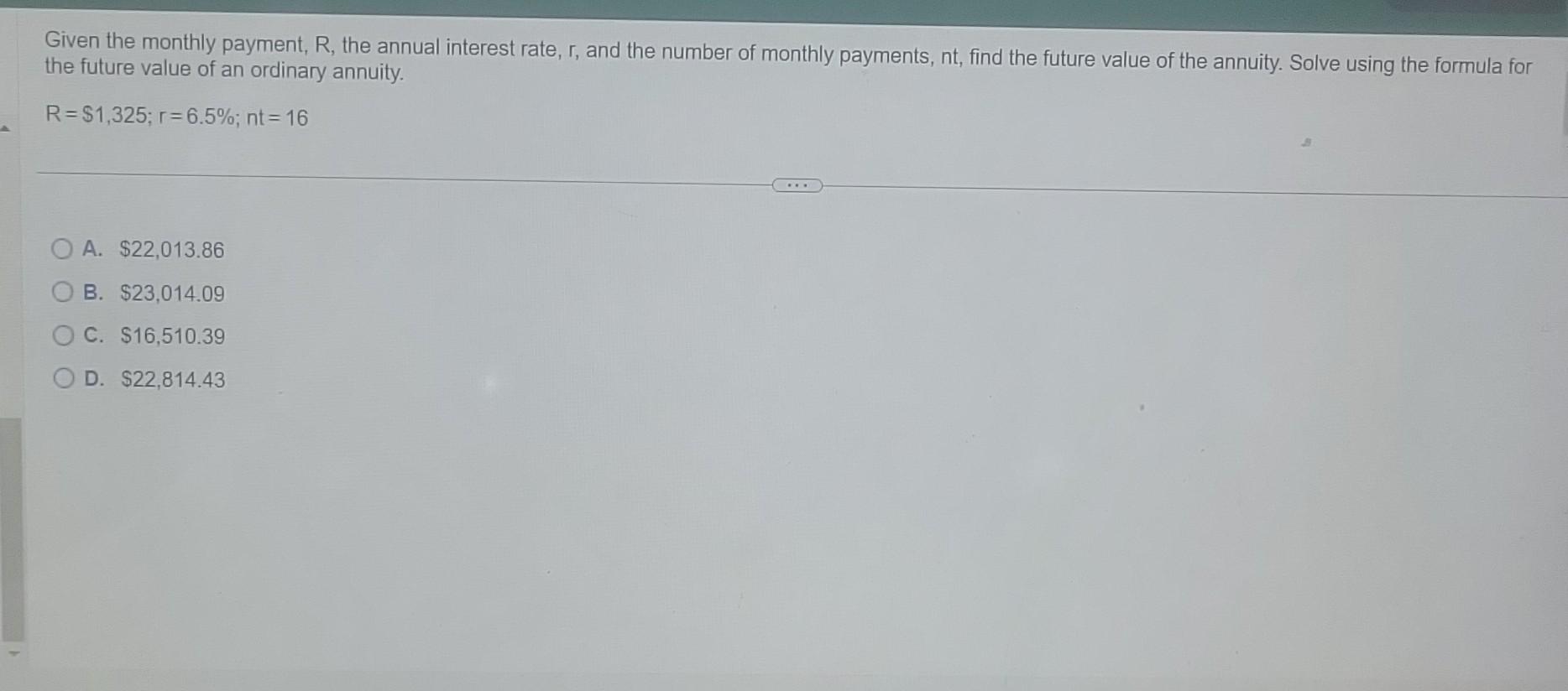 Monthy Interest Math Problem Solved Given the monthly payment, R, the annual interest | Chegg.com