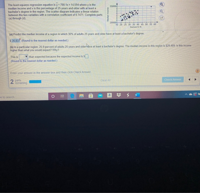 Solved 55000 The least-squares regression equation is ý = | Chegg.com