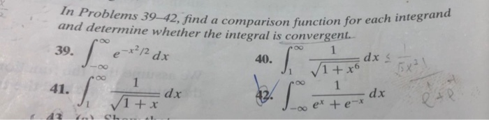 Solved da comparison function for each integrand In Problems | Chegg.com