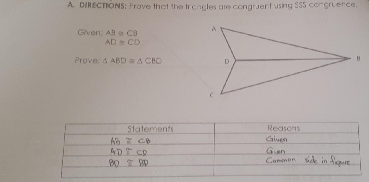 Solved B. DIRECTIONS: Prove that the triangles are congruent | Chegg.com