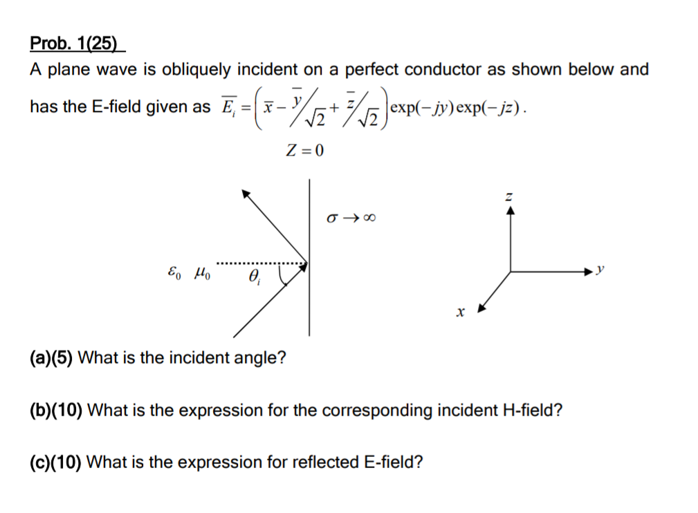 Solved Prob. 1(25)A plane wave is obliquely incident on a | Chegg.com