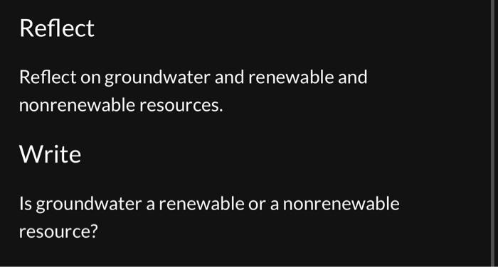 assertion groundwater is an example of renewable resources