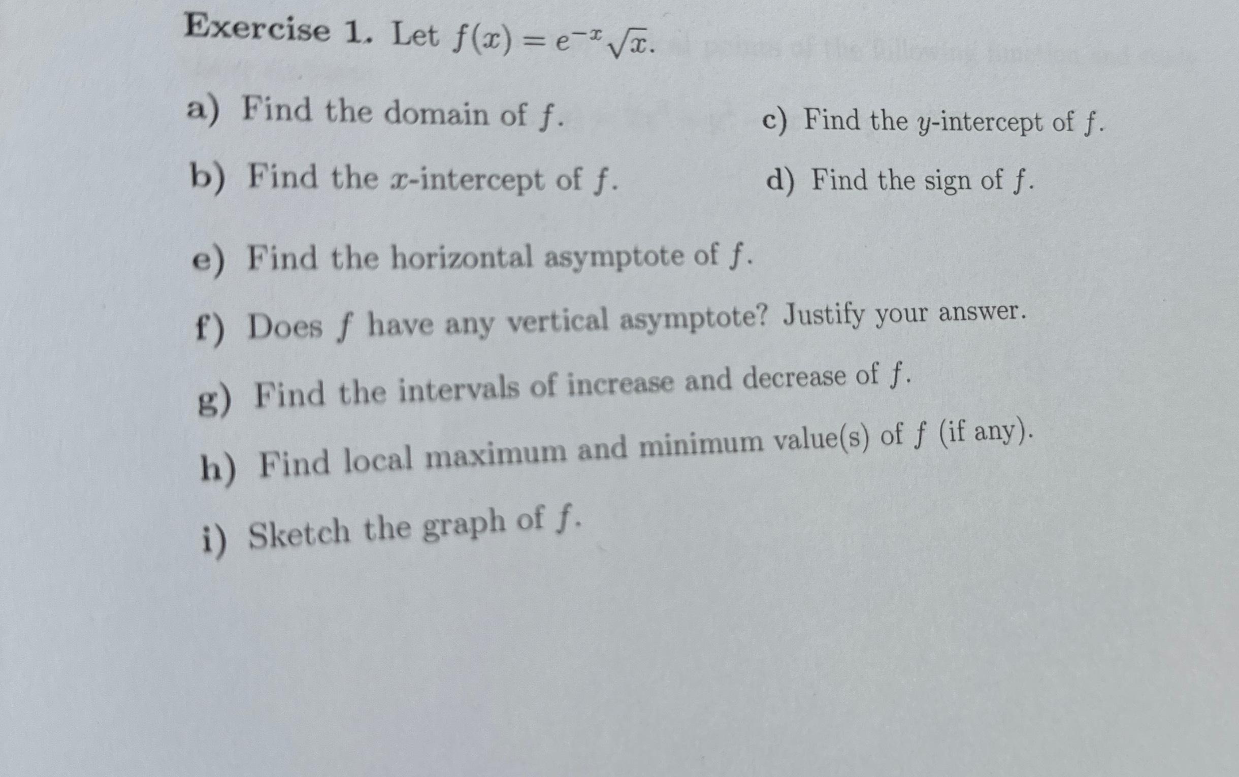 Solved Exercise 1 ﻿let F X E Xx2 A ﻿find The Domain Of