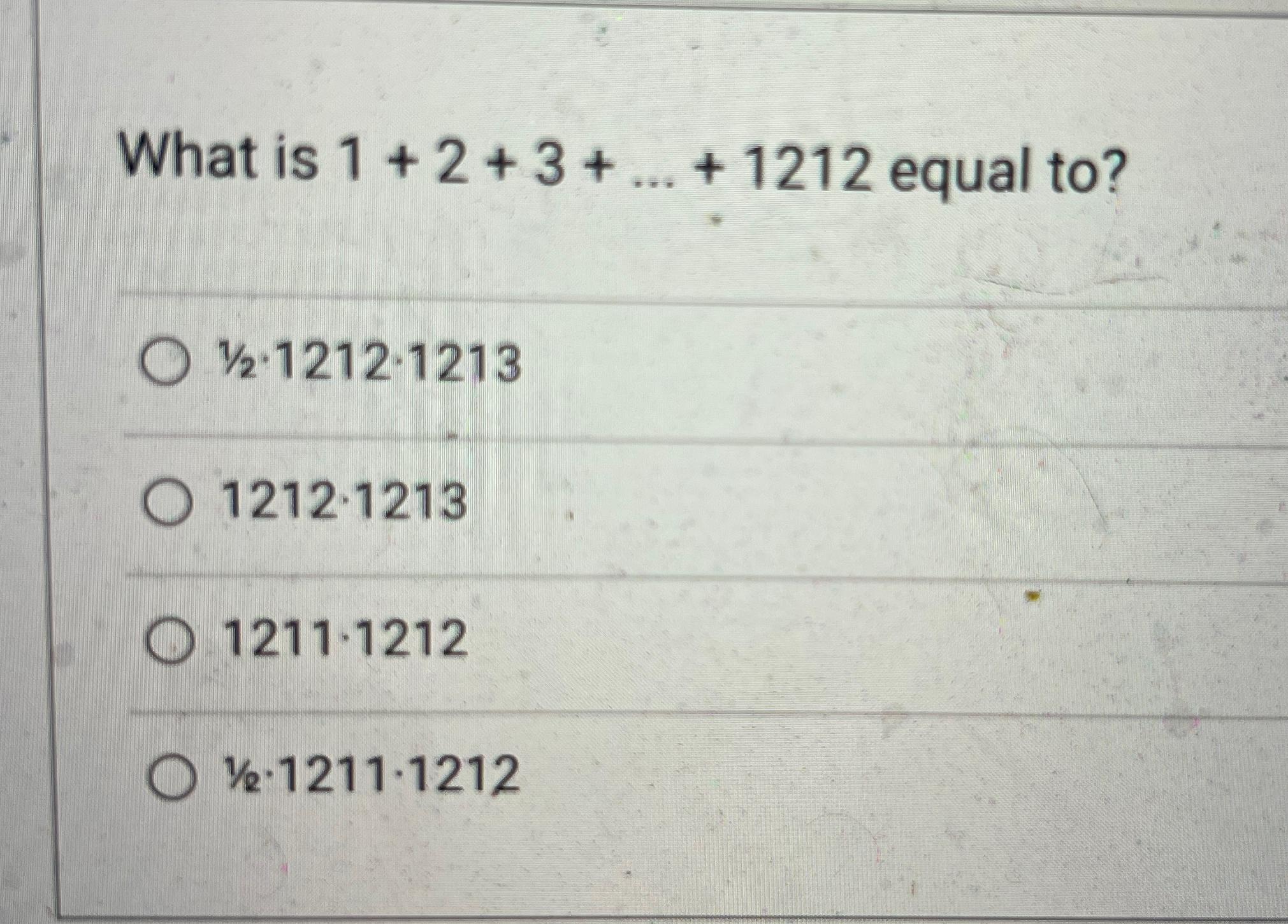 Solved What Is 1 2 3 dots 1212 equal To Chegg