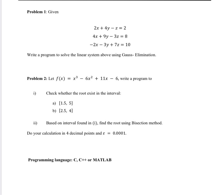 Problem 1 Given 2x 4y Z 2 4x 9y 3z 8 2x Chegg Com