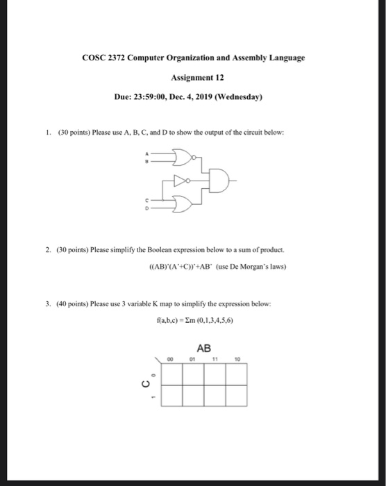 Solved COSC 2372 Computer Organization and Assembly Language | Chegg.com