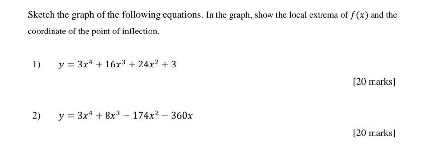 Solved Sketch The Graph Of The Following Equations. In The 