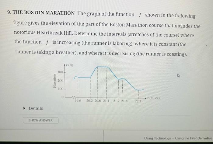Solved 9. THE BOSTON MARATHON The graph of the function f | Chegg.com