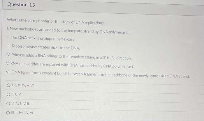 Solved What is the correct order of the steps of DNA | Chegg.com