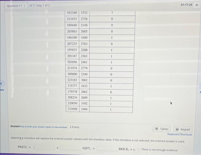 Solved Suppose The Following Data Were Collected Relating | Chegg.com