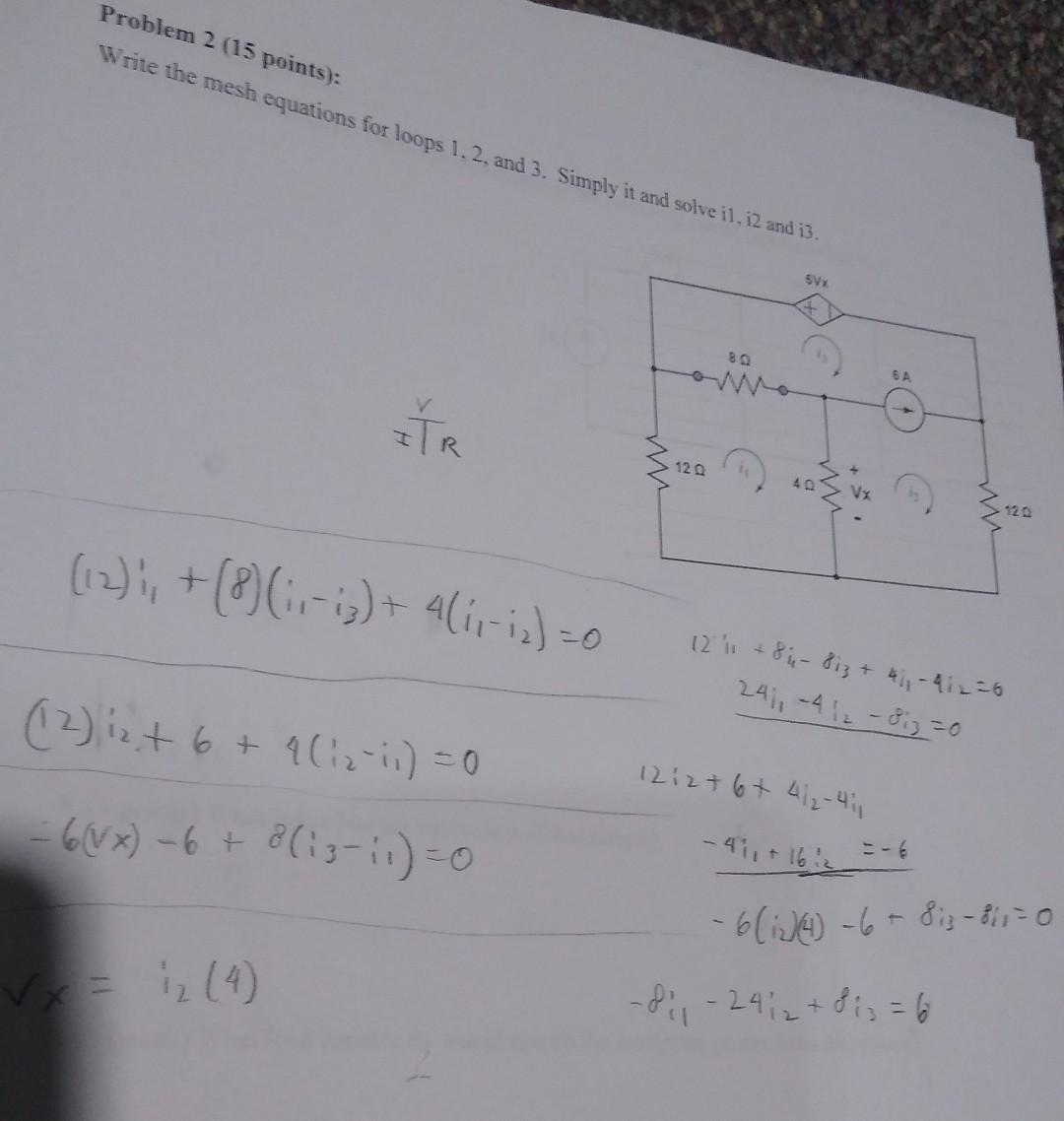 Solved Problem 2 (15 points): Write the mesh equations for | Chegg.com
