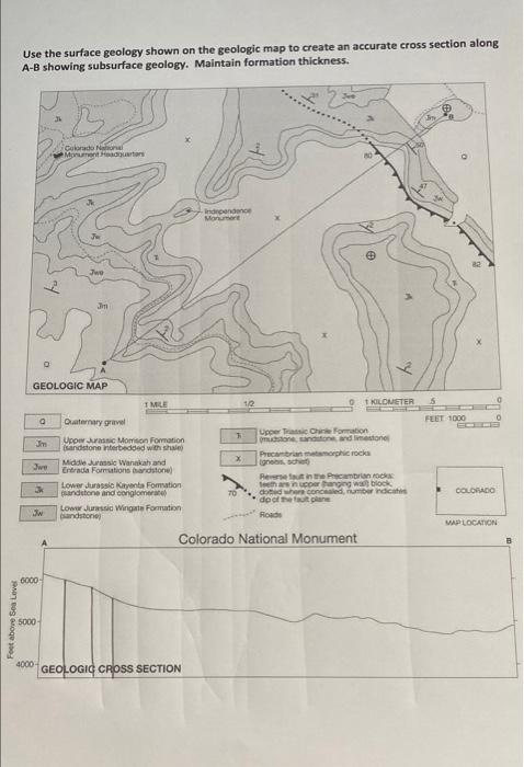 Solved Use the surface geology shown on the geologic map to | Chegg.com