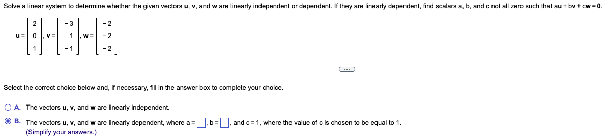 Solved Solve a linear system to determine whether the given | Chegg.com