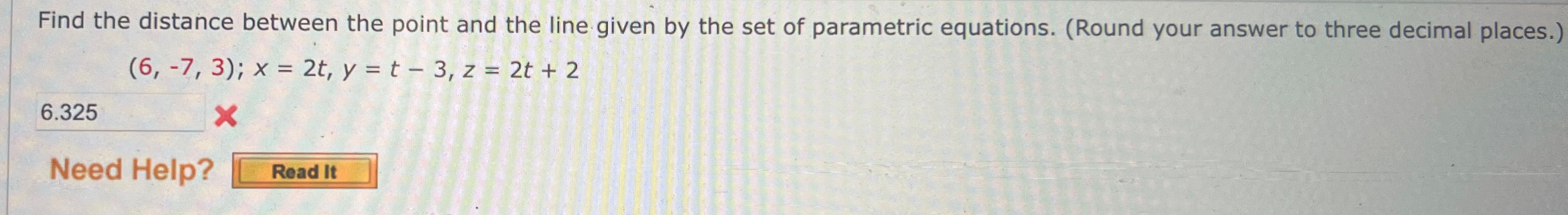 Solved Find the distance between the point and the line | Chegg.com