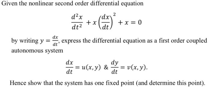2nd order nonlinear differential equation examples