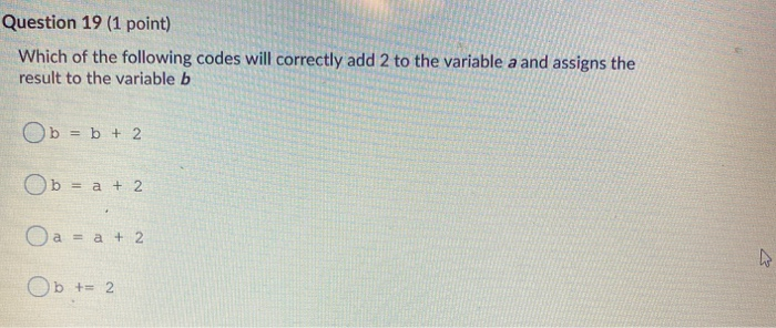 Solved Question 19 (1 point) Which of the following codes | Chegg.com