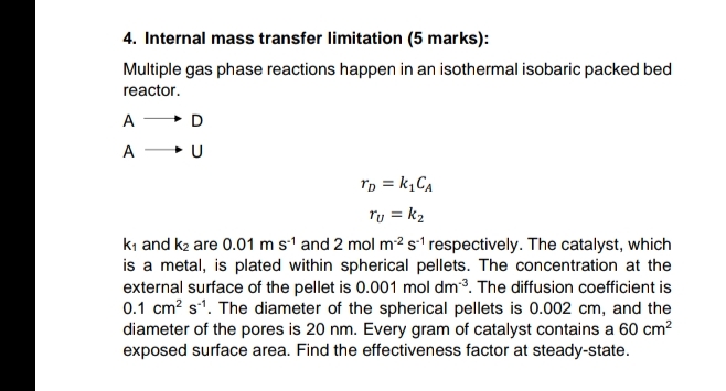 Solved Internal mass transfer limitation ( 5 | Chegg.com