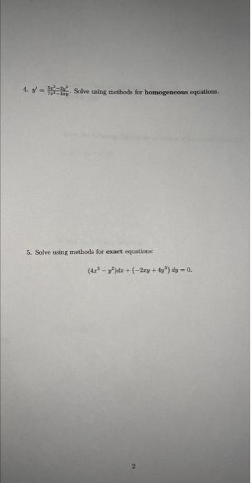 Solved Solve the following differential equations given in | Chegg.com