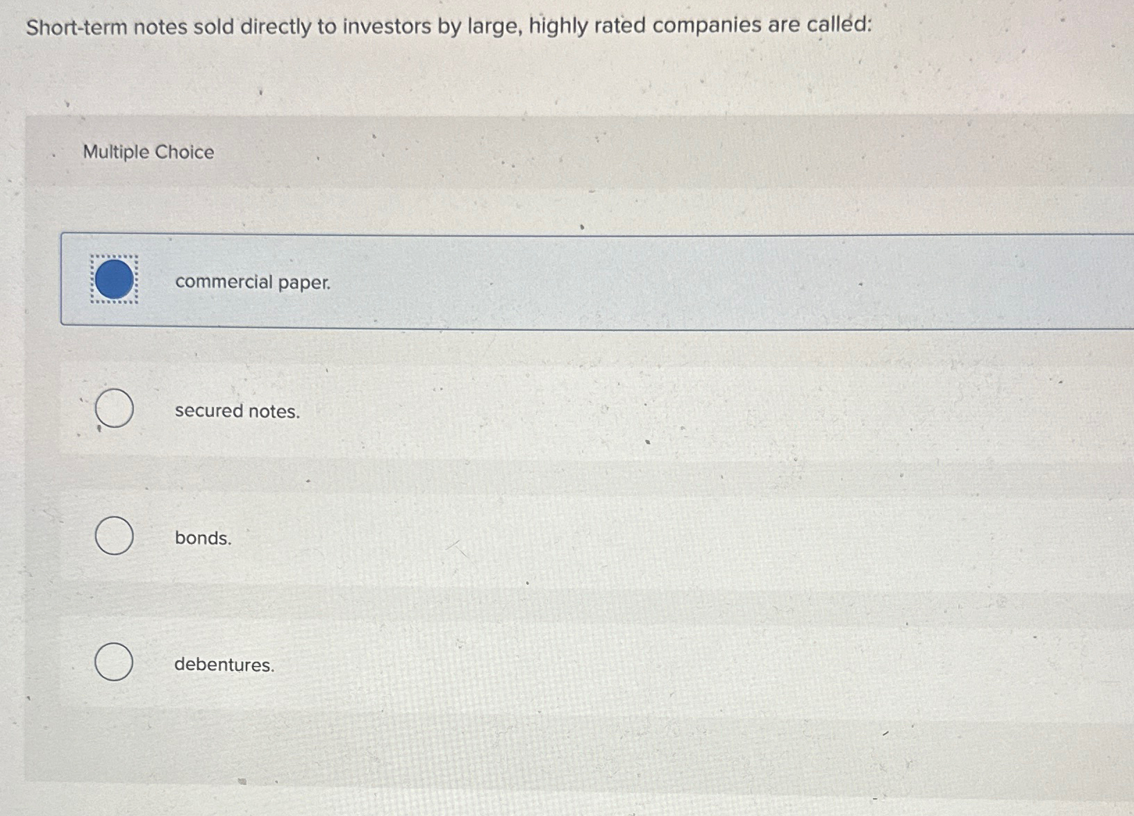 Solved Short-term notes sold directly to investors by large, | Chegg.com