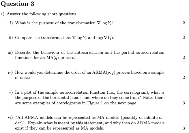 Solved Question 3a) ﻿Answer the following short questions.i) | Chegg.com
