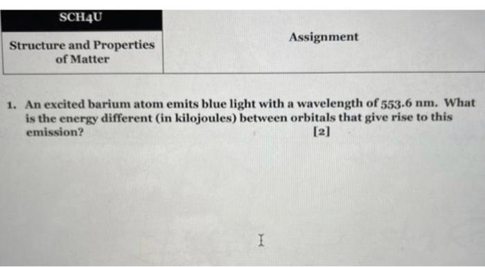 sch4u structure and properties of matter assignment