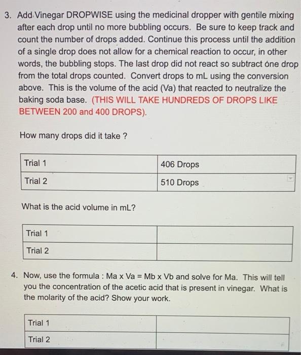 Solved Titration of vinegar lab report! I am providing the
