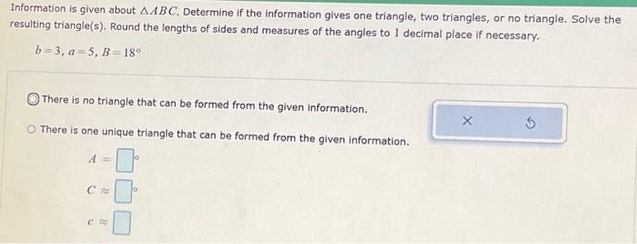 Solved Information is given about ABC, Determine if the | Chegg.com