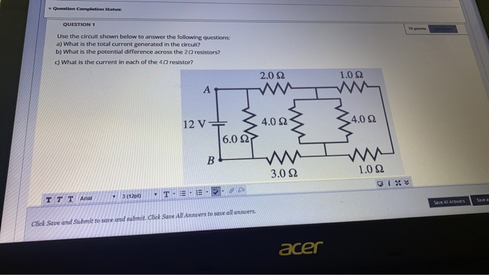 Solved Question Completion Status QUESTION 1 Use the circuit | Chegg.com