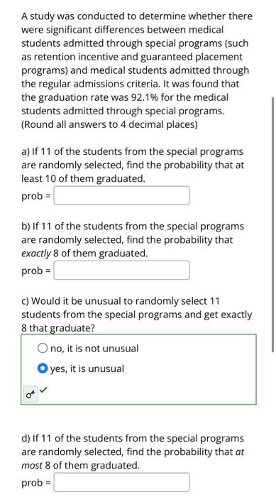 Solved A study was conducted to determine whether there were | Chegg.com