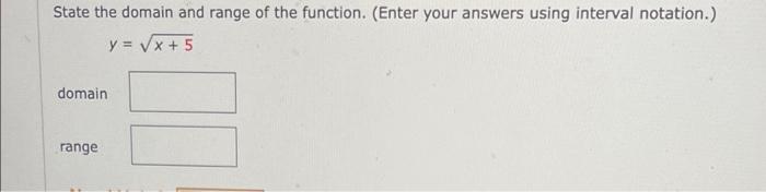 Solved State the domain and range of the function. (Enter | Chegg.com