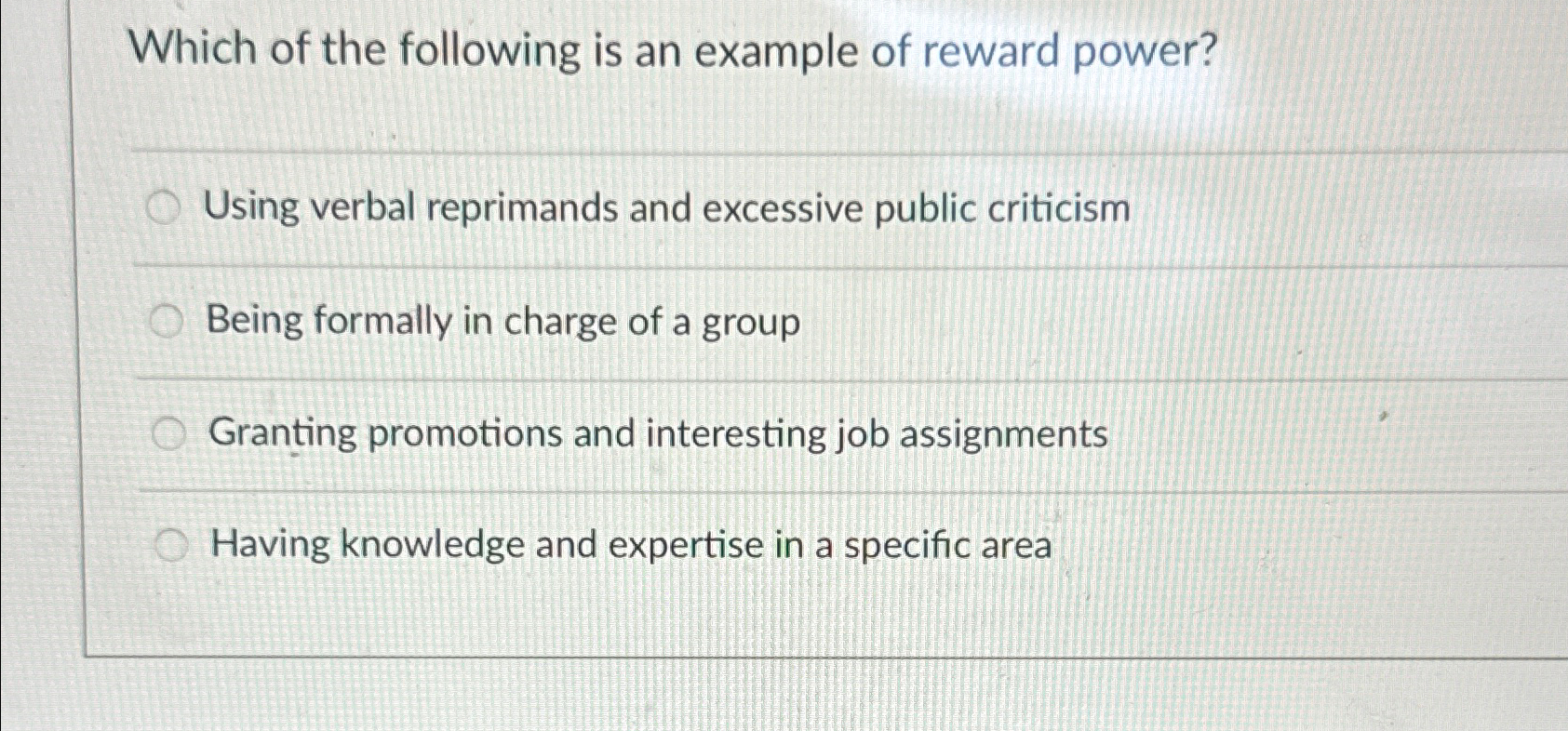 Solved Which of the following is an example of reward | Chegg.com